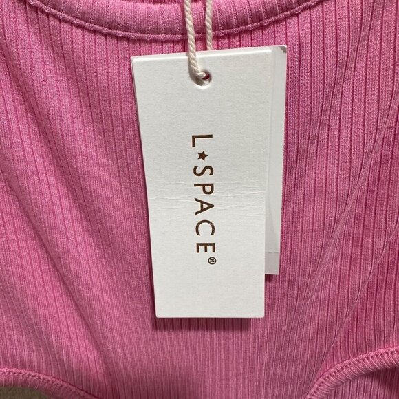 L*Space‎ Skyler Cover Up Dress Size XL Pink Stretch Cut Out Pullover Midi NWT - Picture 8 of 12